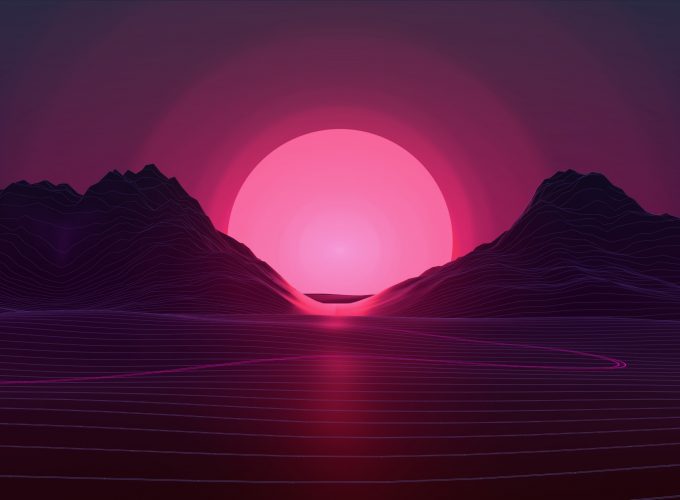 Wallpaper Retrowave, lines, sunset, 4K, Abstract 383443208
